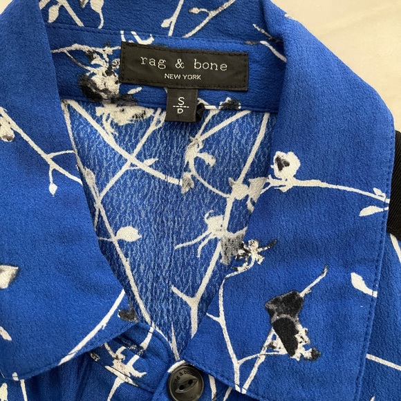 Rag & Bone THERESE BLOUSE White Floral Blossom Print Blouse spread collar Small - Picture 6 of 8